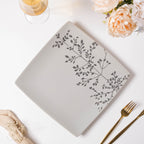 Ciara Sprig Square Plate Grey 10.5 Inch