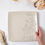 Pandora Sprig Square Plate Beige 10.5 Inch