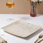 Pandora Sprig Square Plate Beige 10.5 Inch