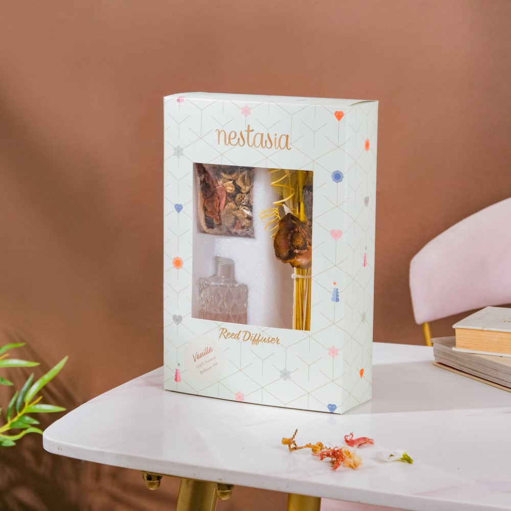 Vanilla Bouquet Reed Diffuser And Potpourri Gift Set Of 3 Nestasia