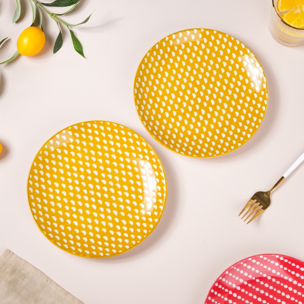 Geometric Mustard Snack Plate 7.5 Inch Set Of 2 Nestasia