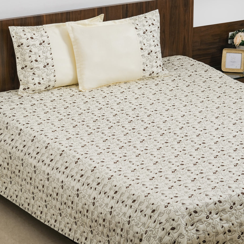 King Size Embroidered Cotton Bed Cover Off-White Nestasia