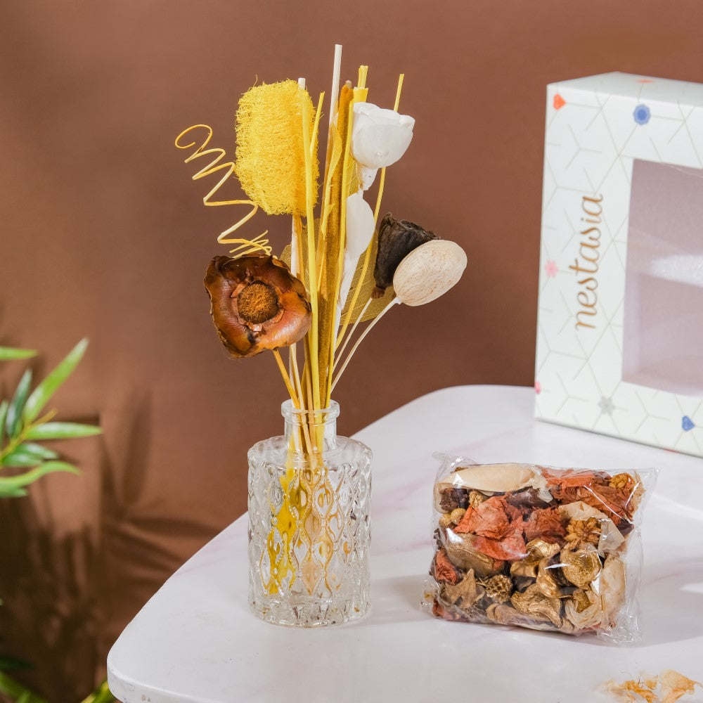 Vanilla Bouquet Reed Diffuser And Potpourri Gift Set Of 3 Nestasia