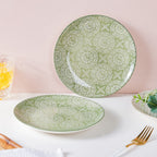 Ethnic Sage Green Snack Plate 7.5 Inch Set Of 2 Nestasia