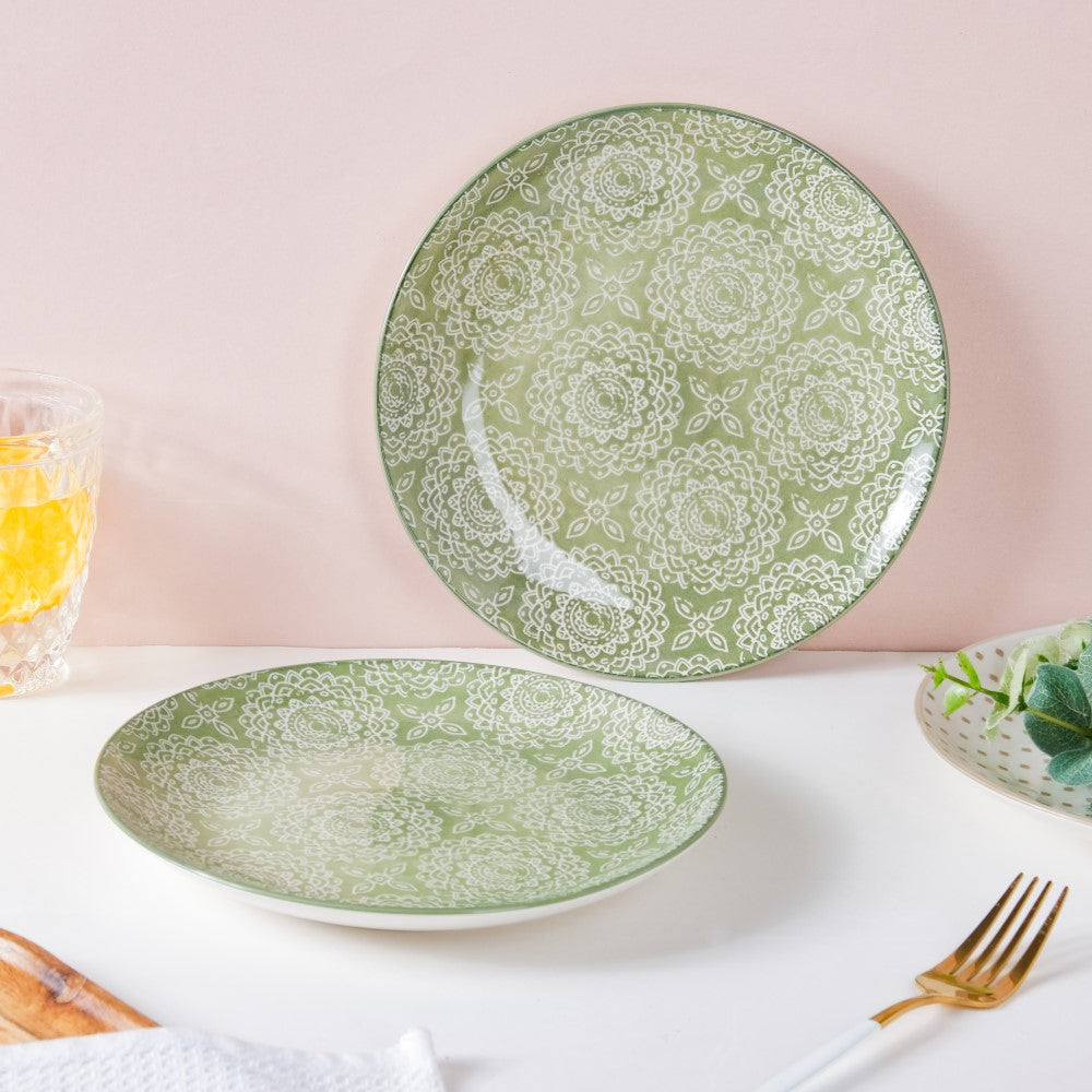 Ethnic Sage Green Snack Plate 7.5 Inch Set Of 2 Nestasia