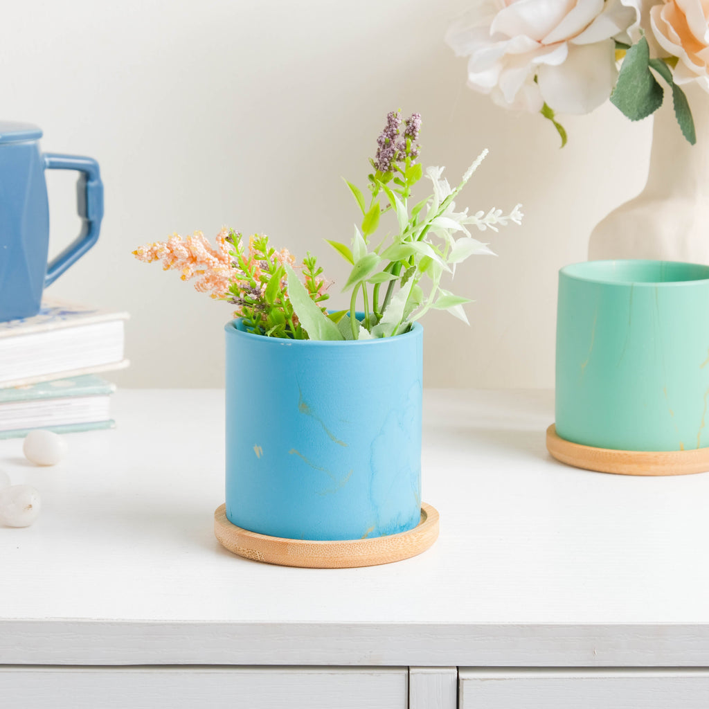 Summer Blue Planter With Coaster Nestasia