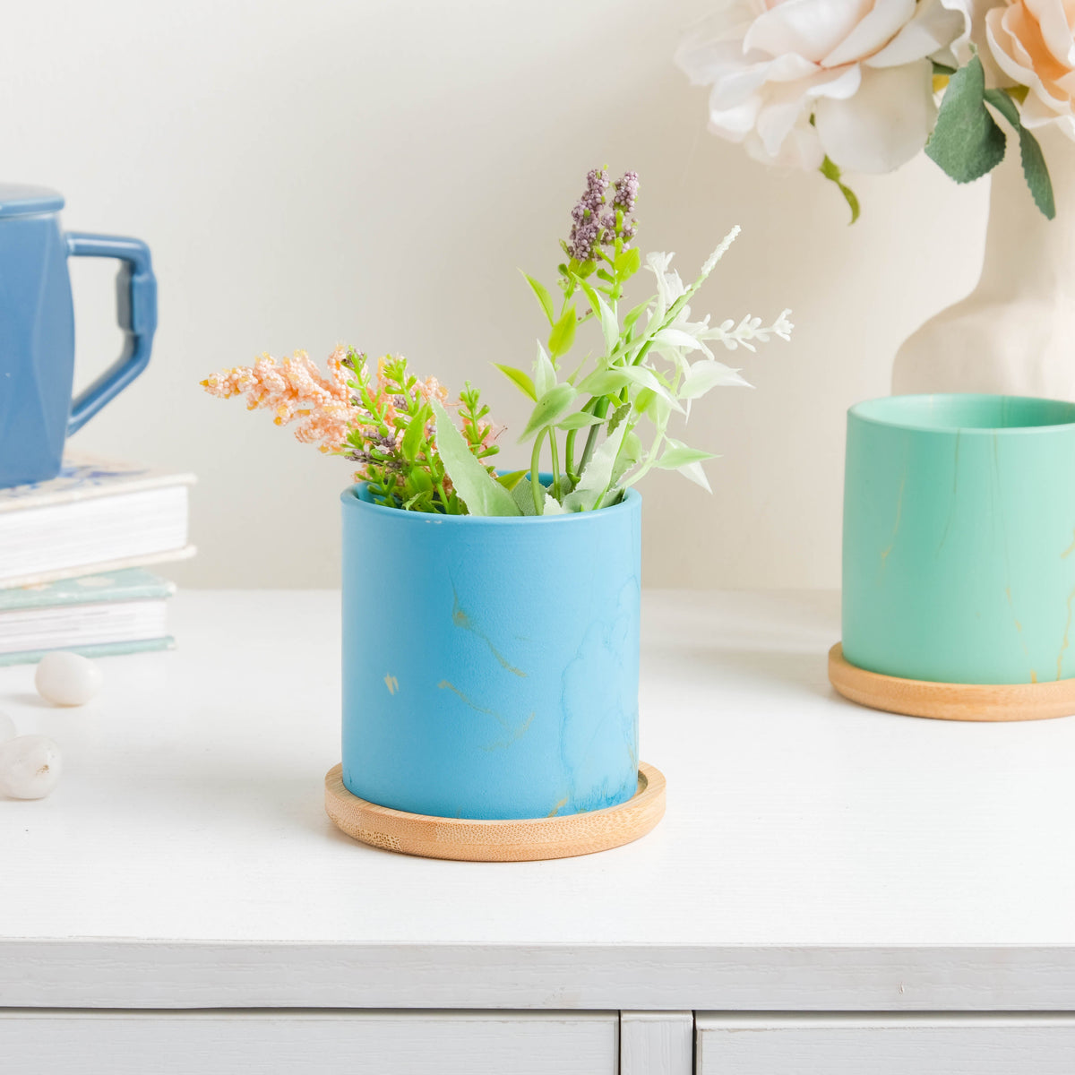 Summer Blue Planter With Coaster Nestasia