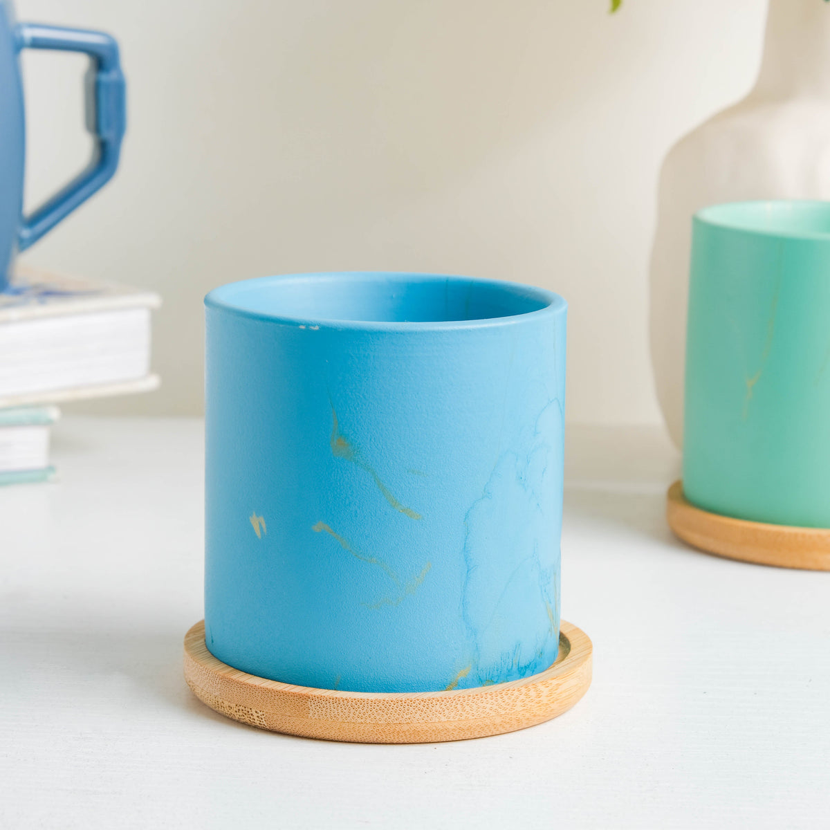 Summer Blue Planter With Coaster Nestasia