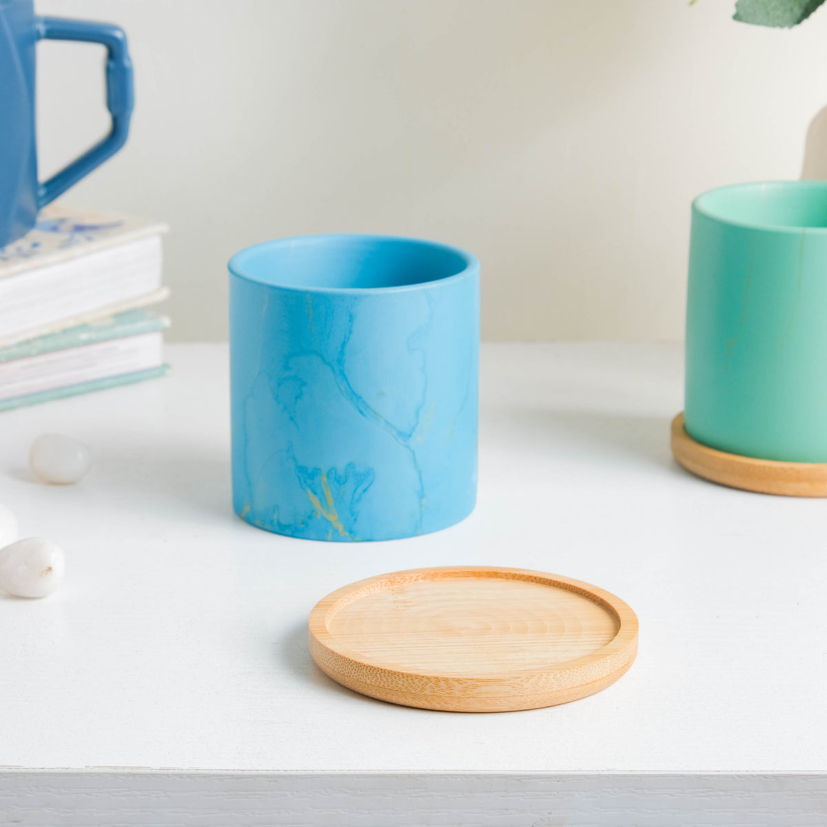 Summer Blue Planter With Coaster Nestasia