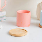 Fuzzy Peach Planter With Coaster Nestasia
