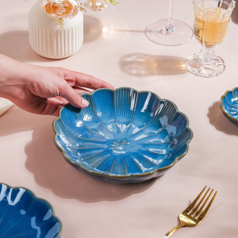 Ocean Ceramic Salad Plate Blue 7 Inch Nestasia
