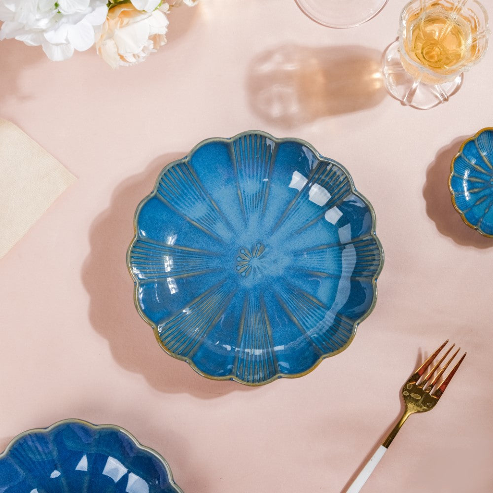 Ocean Ceramic Salad Plate Blue 7 Inch Nestasia