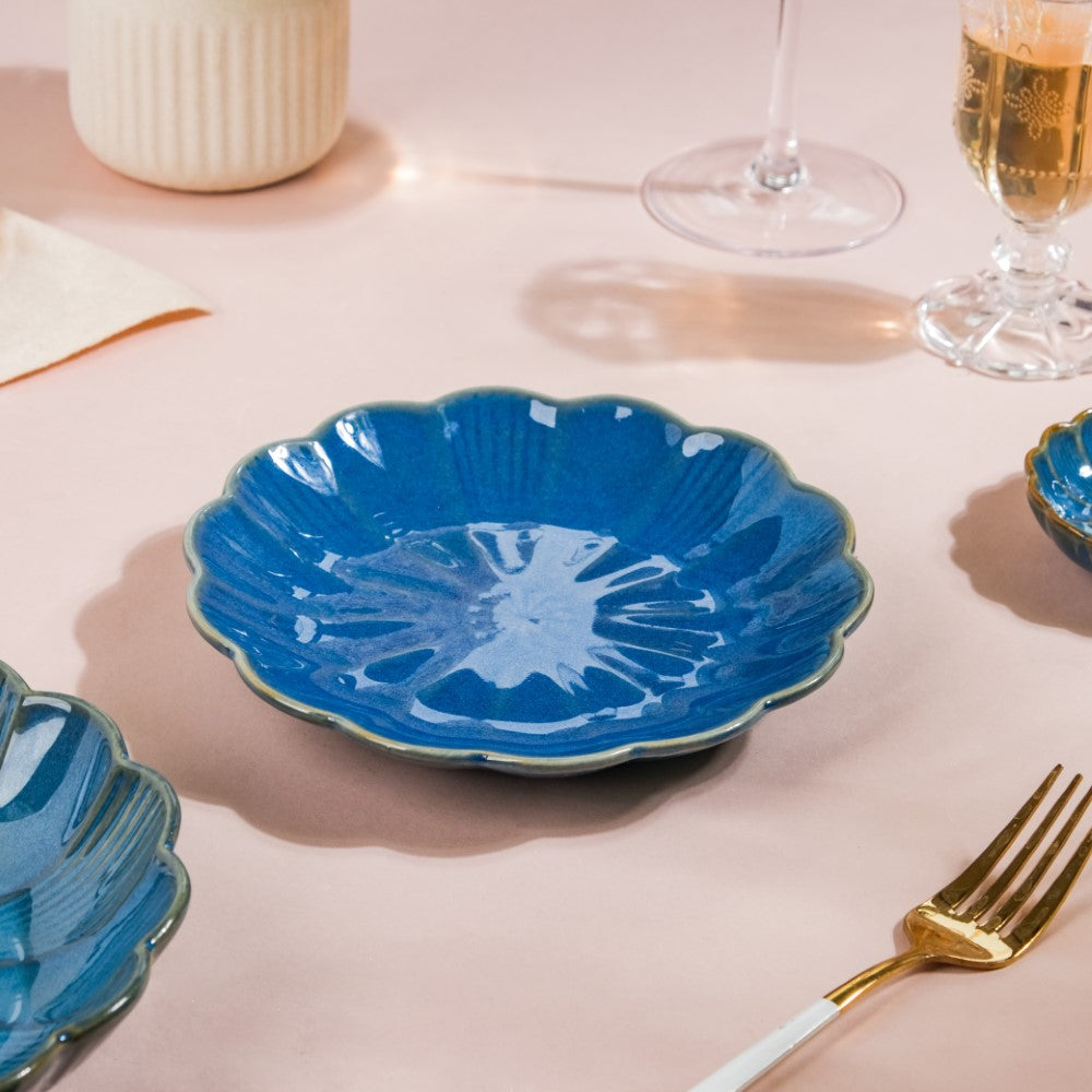 Ocean Ceramic Snack Plate Blue 6 Inch Nestasia