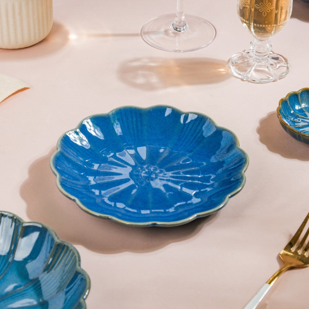 Ocean Ceramic Snack Plate Blue 6 Inch Nestasia
