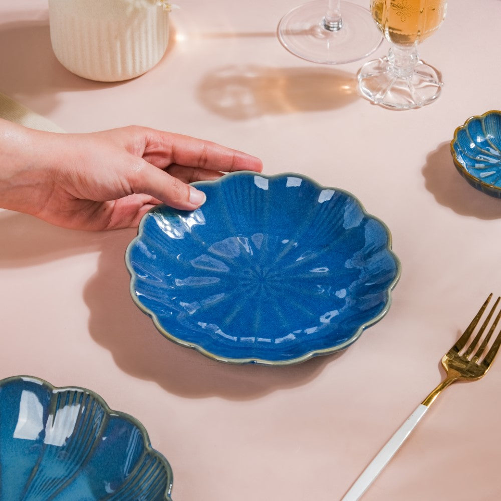 Ocean Ceramic Snack Plate Blue 6 Inch Nestasia