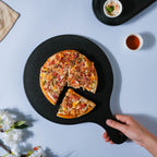 Black Pizza Platter With Handle Nestasia