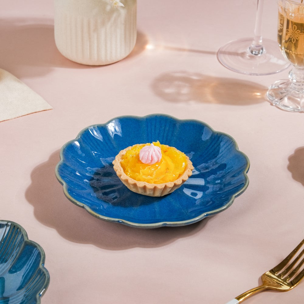 Ocean Ceramic Snack Plate Blue 6 Inch Nestasia