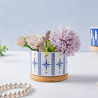 Blue Charm Japanese Planter And Wooden Coaster Nestasia