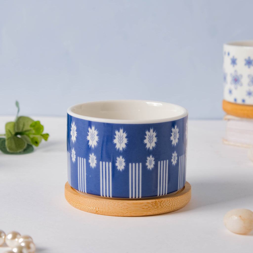 Leafy Landscape Ceramic Planter Set With Coaster Set Of 8 Nestasia
