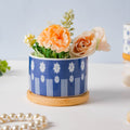 Blue Leaf Japanese Planter And Wooden Coaster Nestasia