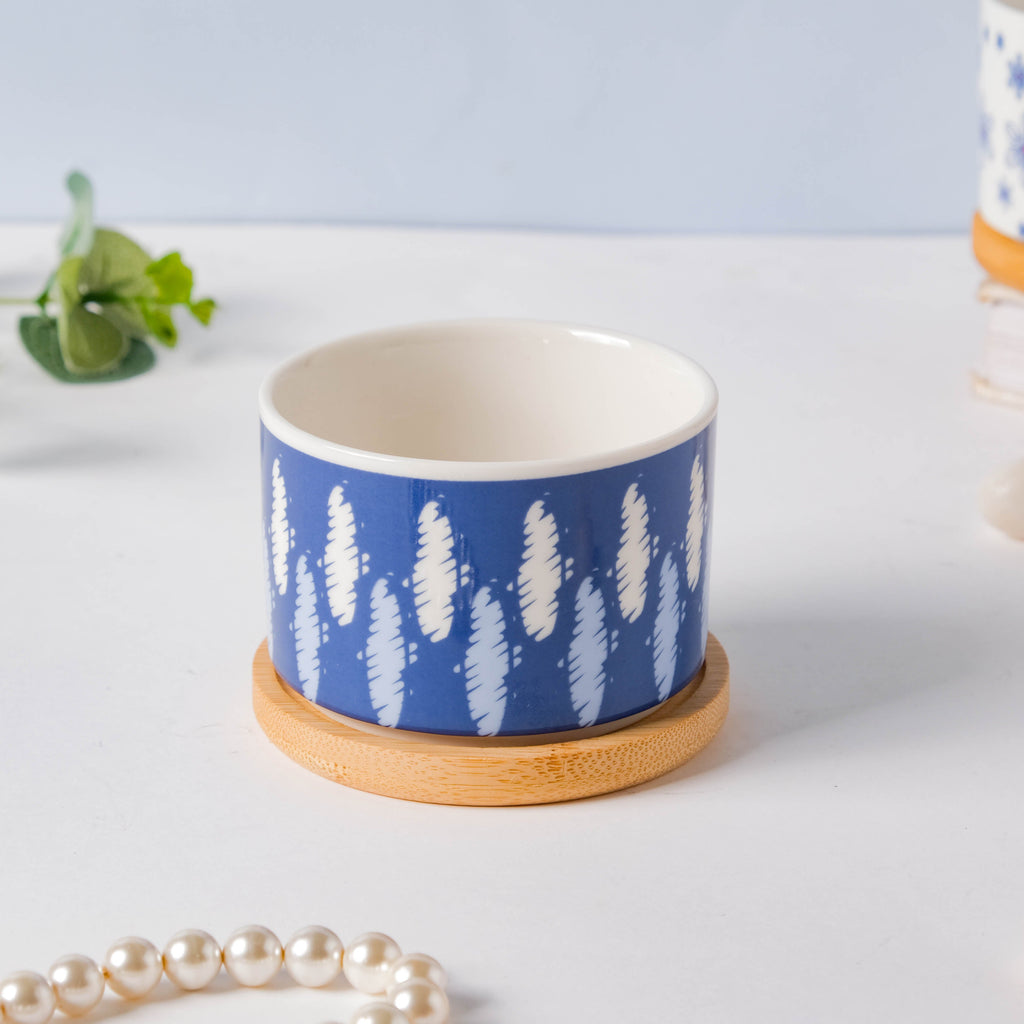 Leafy Landscape Ceramic Planter Set With Coaster Set Of 8 Nestasia