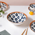 Sylvan Floral Patterned Ceramic Ramen Bowl 8 Inch 750 ml Nestasia