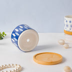 Blue Abstract Japanese Planter And Wooden Coaster Nestasia