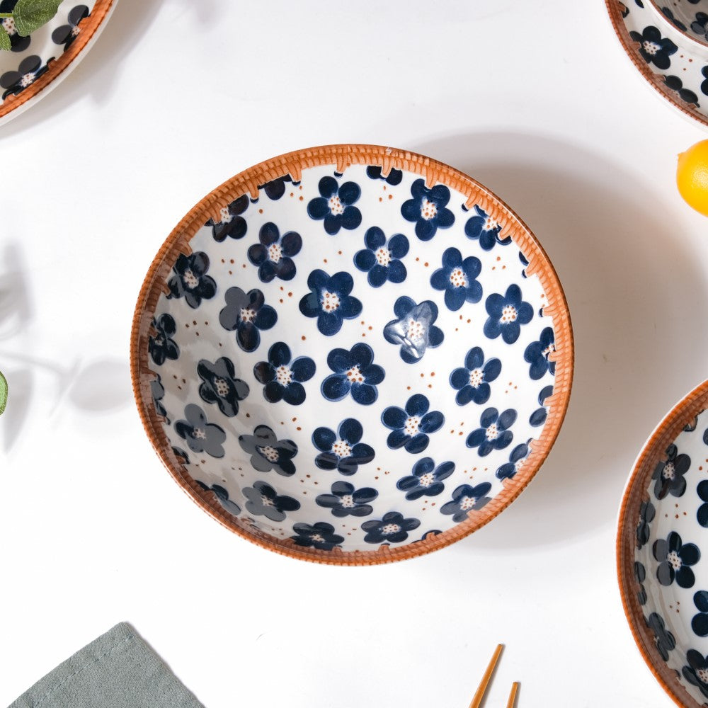 Sylvan Floral Patterned Ceramic Ramen Bowl 8 Inch 750 ml Nestasia