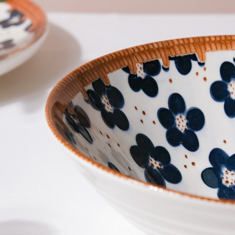 Sylvan Floral Patterned Ceramic Ramen Bowl 8 Inch 750 ml Nestasia