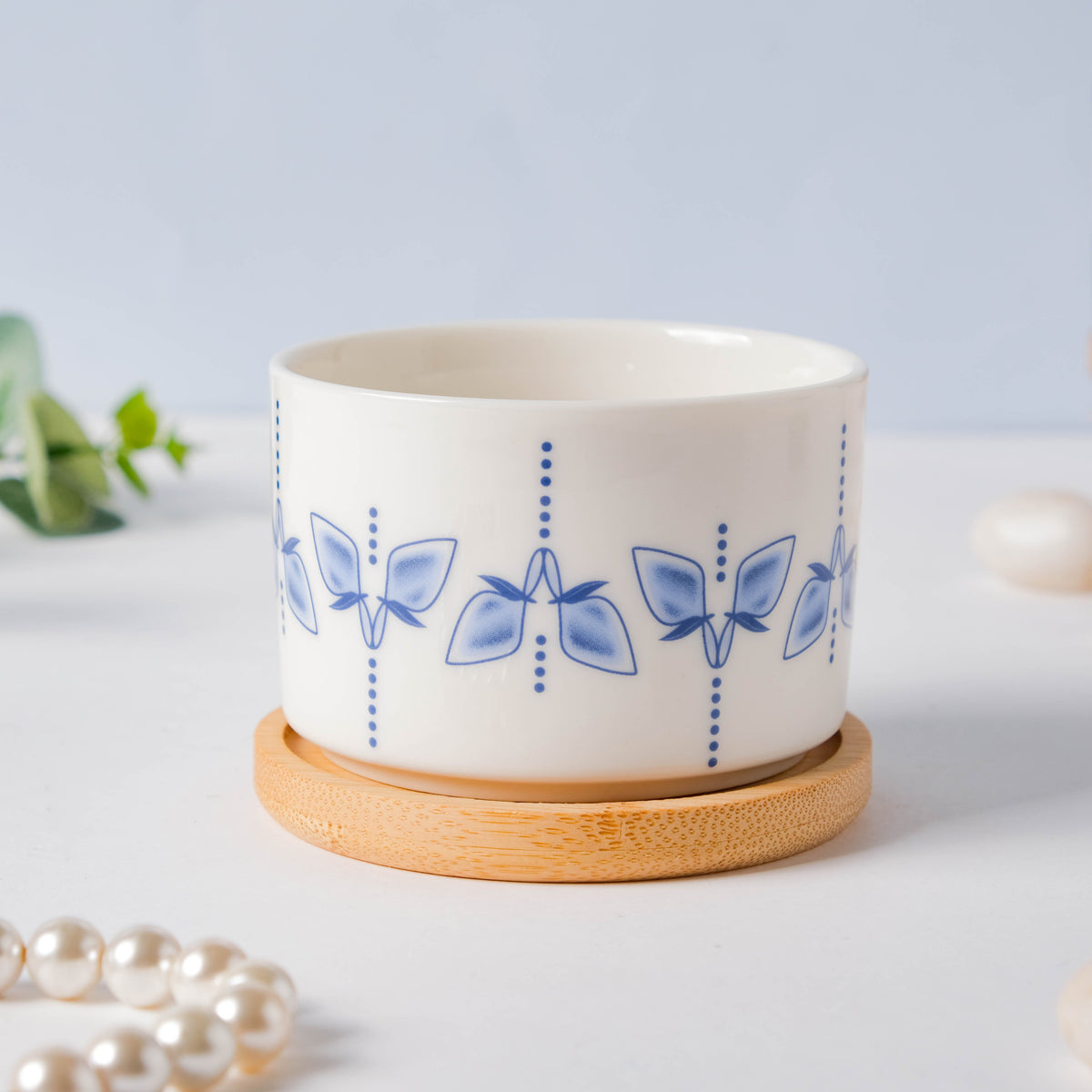 Leafy Landscape Ceramic Planter Set With Coaster Set Of 8 Nestasia