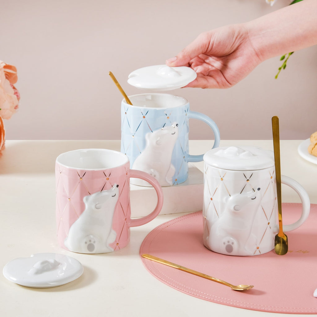Bear Mug With Lid And Spoon Nestasia