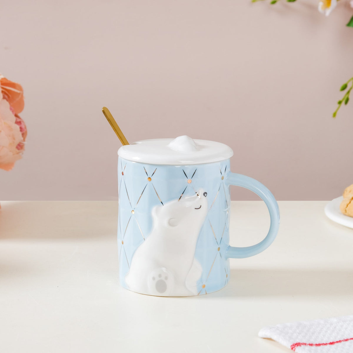 Bear Mug With Lid And Spoon Nestasia