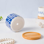 Blue Curtain Printed White Pattern Planter With Coaster Nestasia
