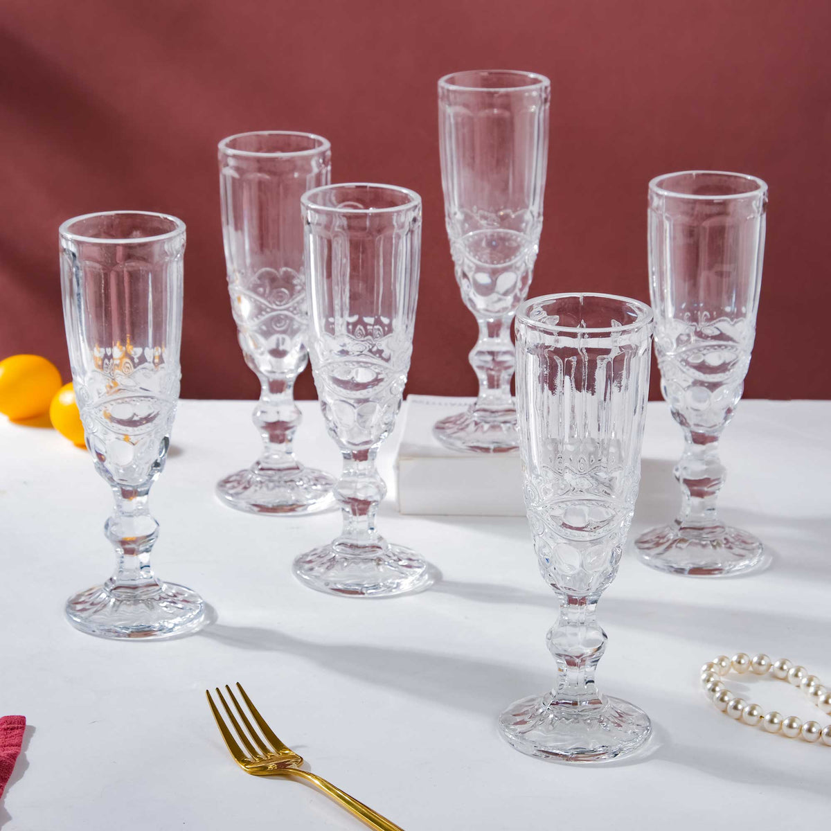 Champagne Glass Transparent Set Of 6 150 ml Nestasia