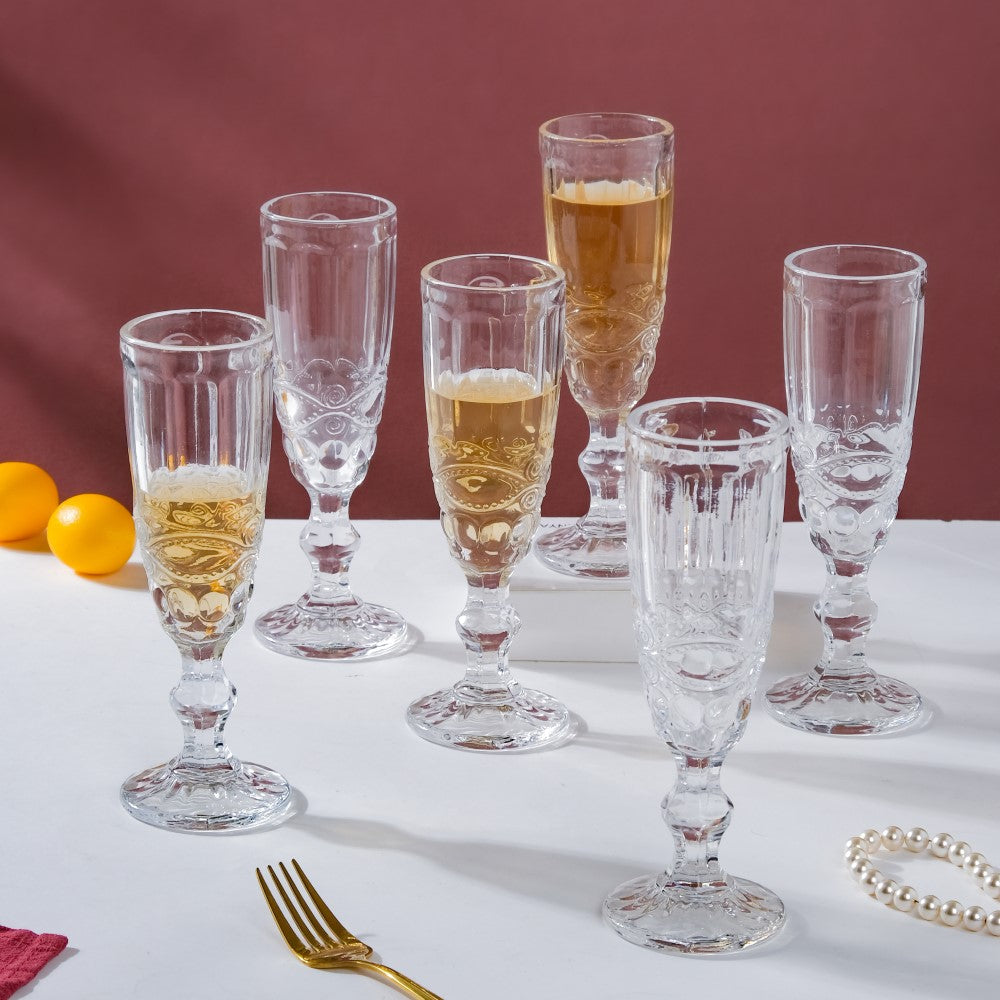 Champagne Glass Transparent Set Of 6 150 ml Nestasia