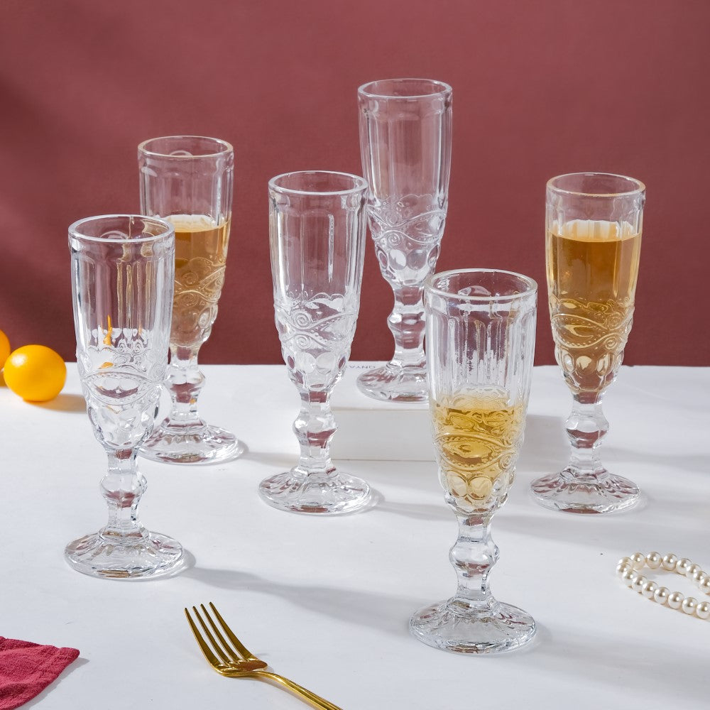 Champagne Glass Transparent Set Of 6 150 ml Nestasia