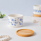 Blue Aster Japanese Planter With Wooden Coaster Nestasia