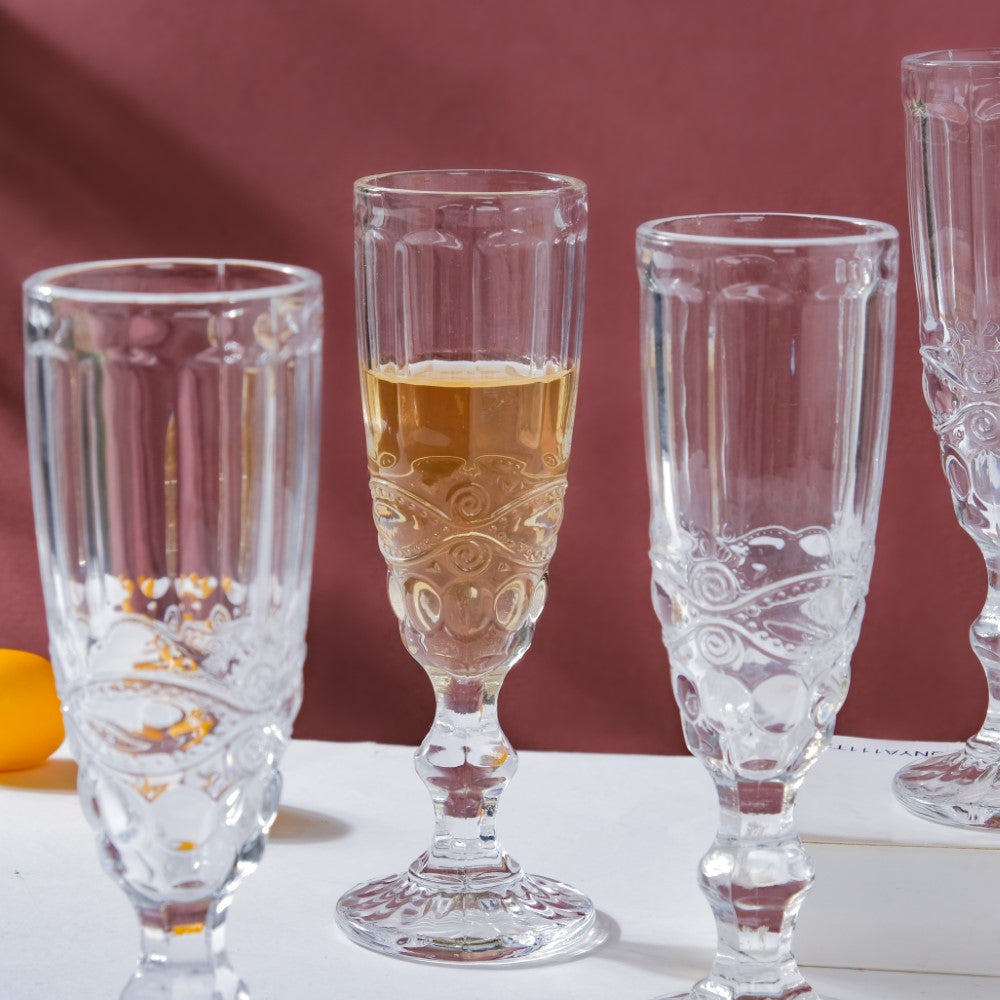 Champagne Glass Transparent Set Of 6 150 ml Nestasia