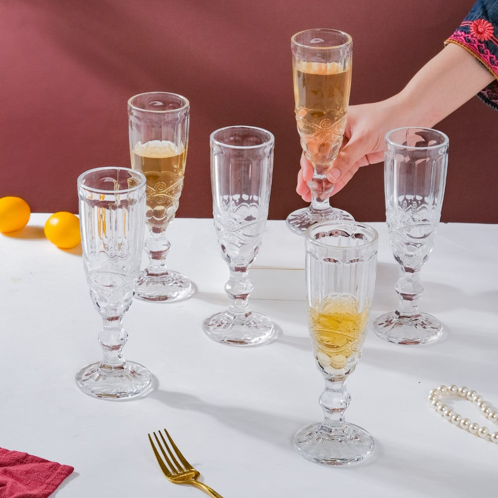 Champagne Glass Transparent Set Of 6 150 ml Nestasia