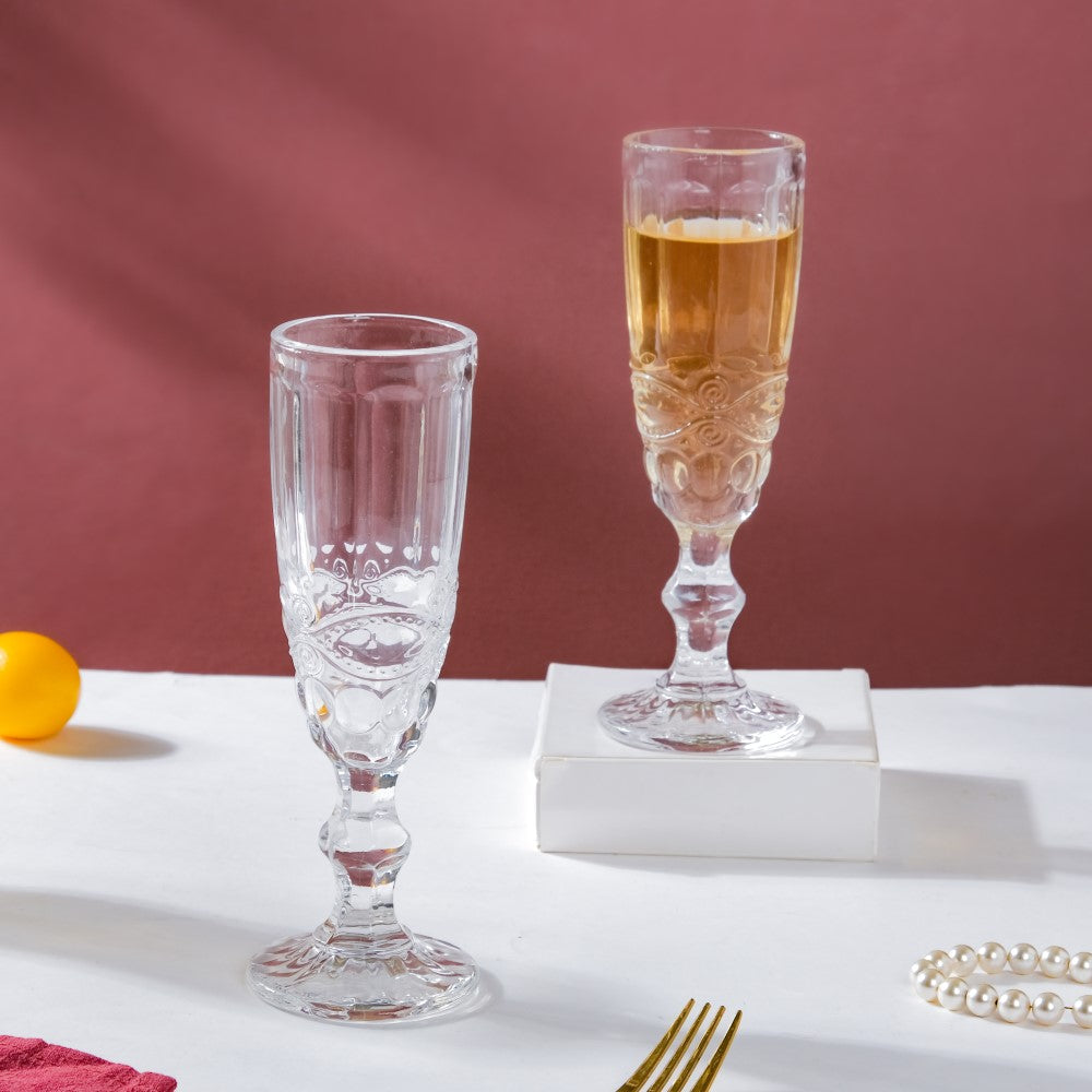 Champagne Glass Transparent Set Of 6 150 ml Nestasia