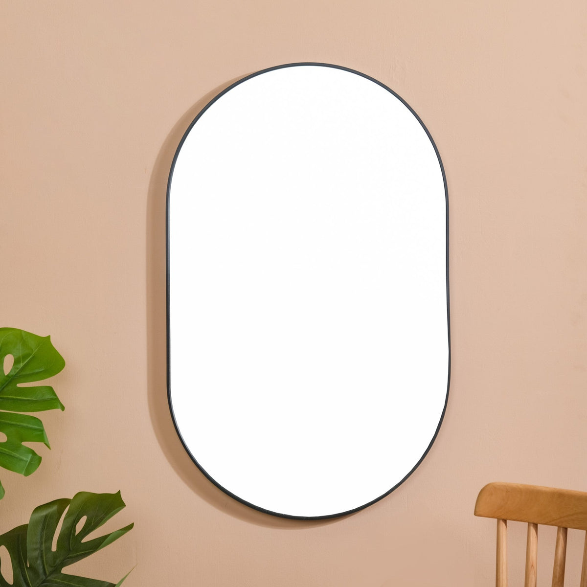 Oval Wall Mirror Black Small Nestasia