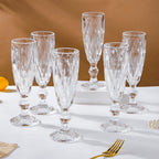 Crystal Textured Champagne Glass Transparent Set Of 6 150 ml Nestasia