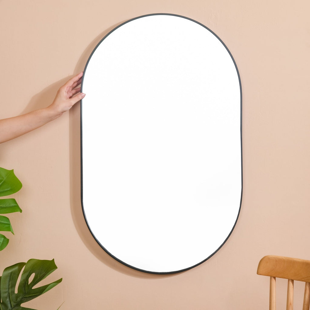 Oval Wall Mirror Black Small Nestasia