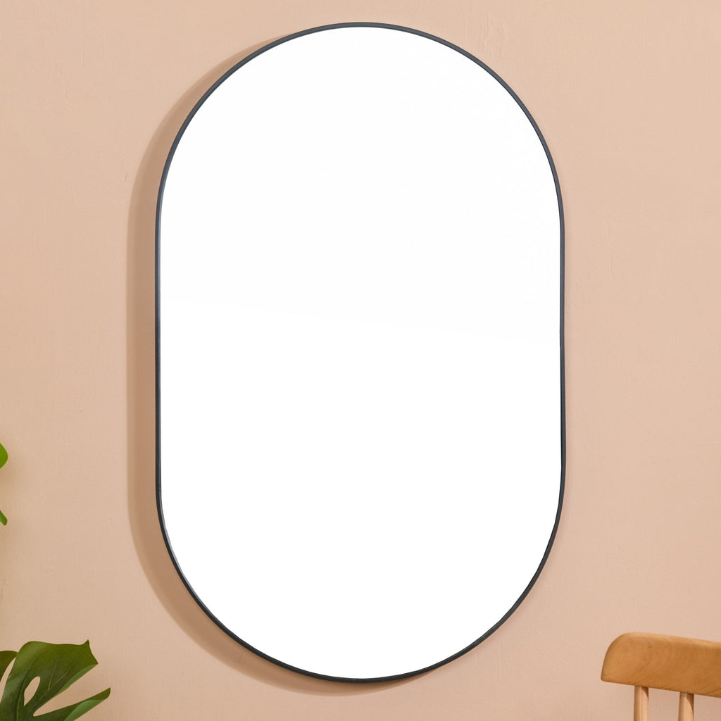 Oval Wall Mirror Black Small Nestasia