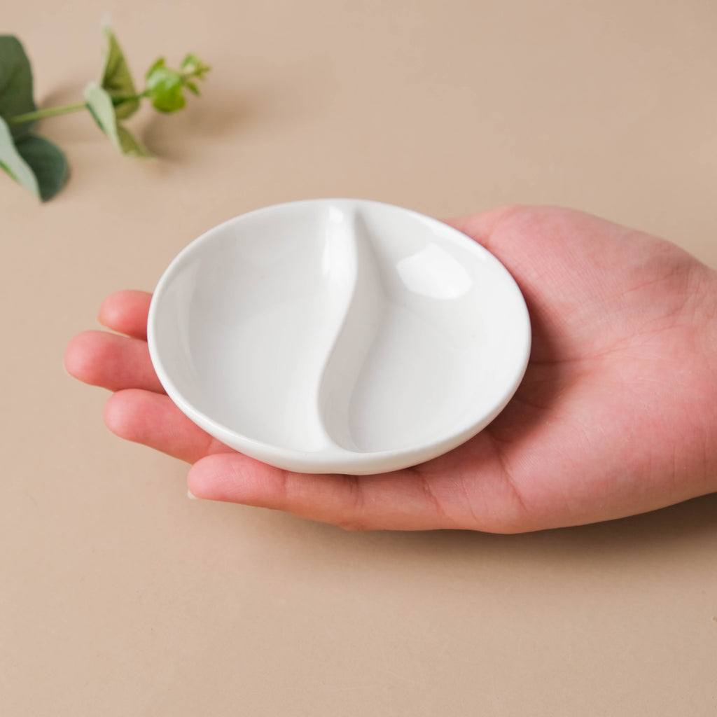 Serena Lily White Ceramic 2 Section Dip Bowl Nestasia