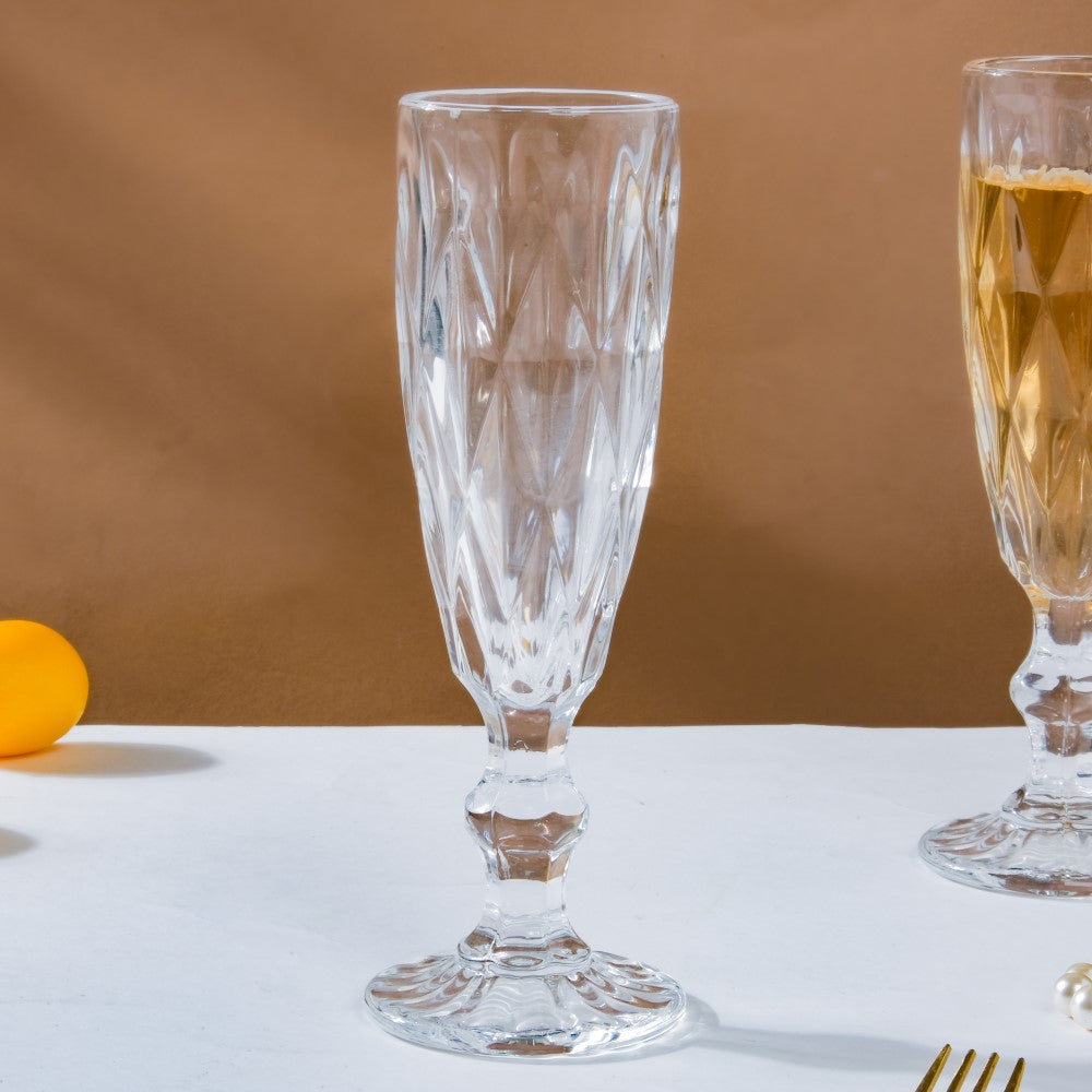 Crystal Textured Champagne Glass Transparent Set Of 6 150 ml Nestasia