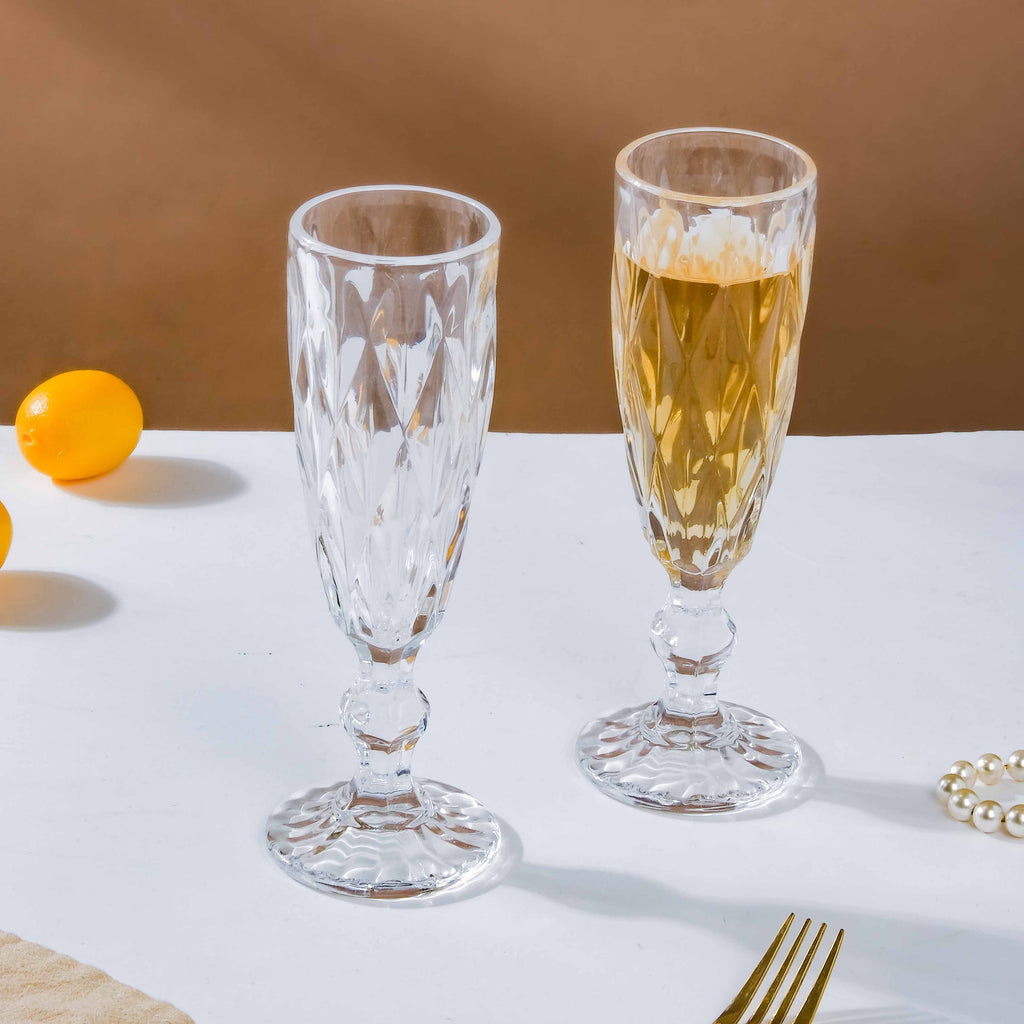 Crystal Textured Champagne Glass Transparent Set Of 6 150 ml Nestasia