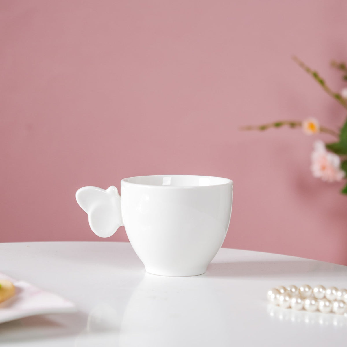 Riona Ceramic Butterfly Cup White Nestasia