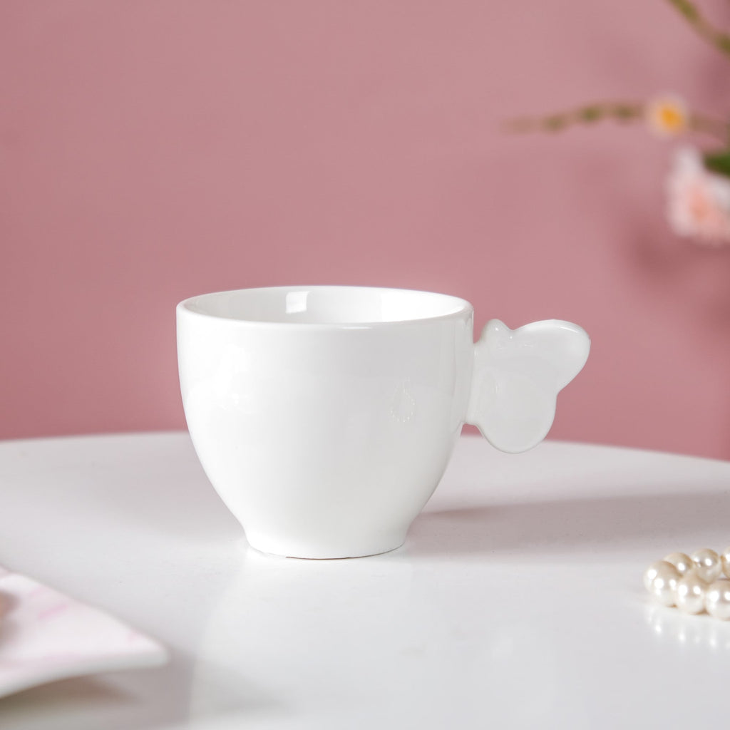 Riona Ceramic Butterfly Cup White Nestasia