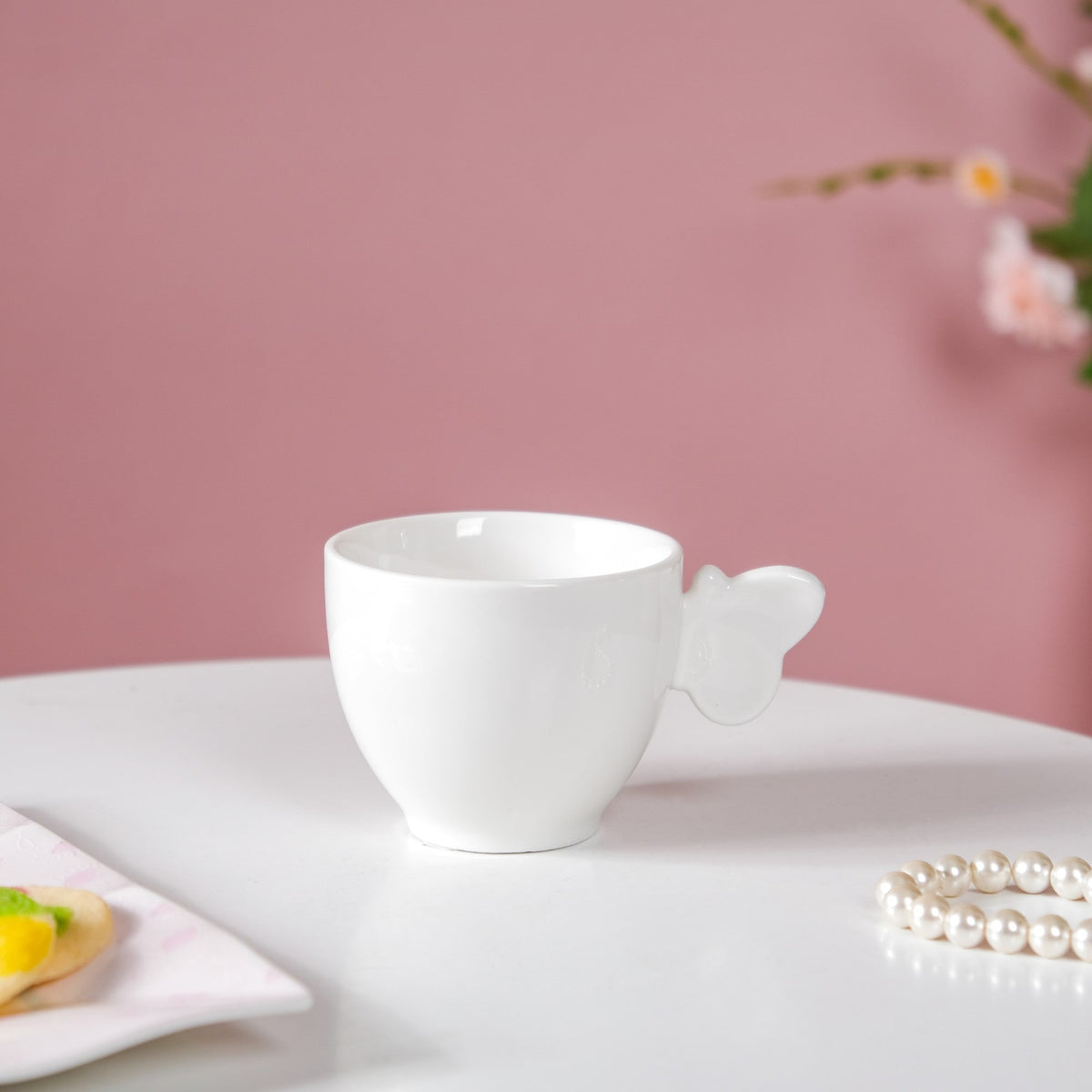Riona Ceramic Butterfly Cup White Nestasia